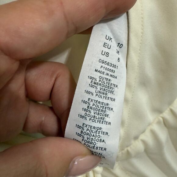 ASOS Women Cream Embroidered Pleated Cami Wrap Midi Dress Size 6 - Picture 11 of 11